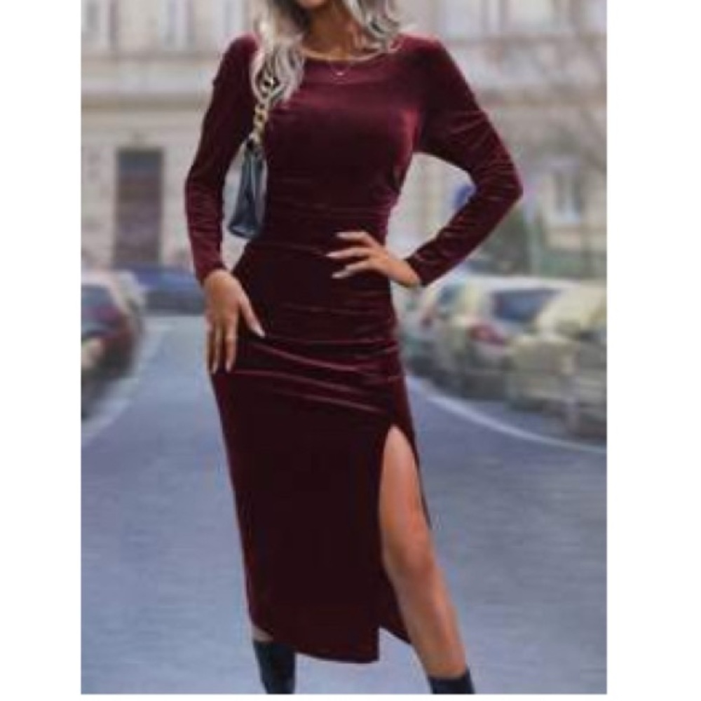 SHEIN Red Long Sleeve Dress